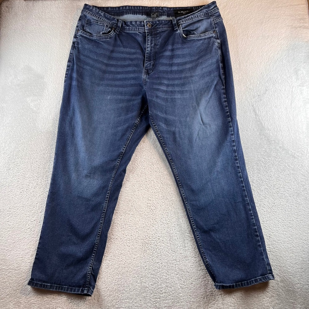 TPJ The Perfect Jean NYC Athletic Fit Mens 42x30 Blue Dark Wash Stretch READ